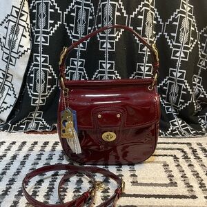 Coach Willis red patent leather crossbody purse